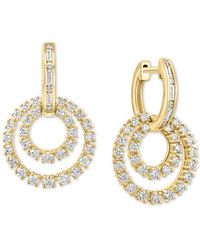 Effy - Effy Diamond Round & Baguette Circle Dangle Drop Earrings (1-3/8 Ct. T.w. - Lyst
