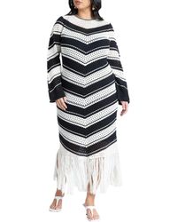Eloquii - Plus Size Crochet Maxi Dress With Fringe - Lyst