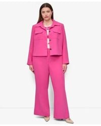 DKNY - Plus Size Aero Crepe Cropped Wing Collar Jacket Aero Crepe High Rise Wide Leg Pants - Lyst