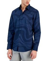 Alfani - Ocean Wave Regular-fit Stretch Printed Button-down Shirt - Lyst