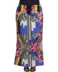 24seven Comfort Apparel - Plus Size Print Fold Over Waist Maxi Skirt - Lyst