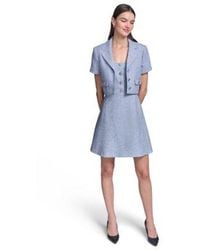 KARL LAGERFELD - Tweed A Line With Button Dress Cropped Tweed Jacket - Lyst
