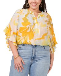 Vince Camuto - Plus Size Printed Flutter Sleeve Blouse - Lyst