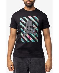 Xray Jeans - X-ray Stone Tee Silver Skull With Multi Stripes - Lyst