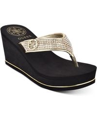 Guess - Sarraly Eva Logo Wedge Sandals - Lyst