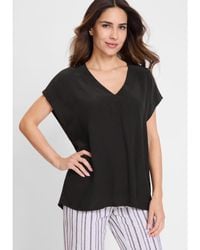 Olsen - Solid V-neck Short Sleeve Blouse - Lyst