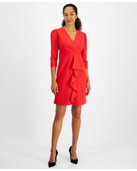 Julia Jordan - Pleated Ruffled-front Sheath Dress - Lyst