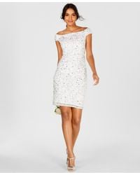Adrianna Papell - Off-the-shoulder Beaded Cocktail Dress - Lyst