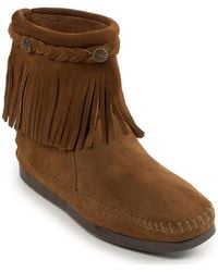 Minnetonka - Suede High Top Back Zip Boots - Lyst