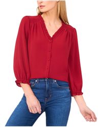 Cece - Ruffled Button-front 3/4-sleeve Blouse - Lyst
