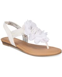 Material Girl Sari Floral Embellished Flat Sandals, Created For Macy's - White