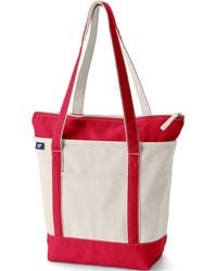 Lands' End - Medium 5 Pocket Zip Top Long Handle Canvas Tote Bag - Lyst