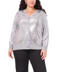 Vince Camuto - Plus Size Sequined V-neck Cardigan Sweater - Lyst
