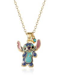 Disney - Stitch 18kt Yellow Gold Flash Plated Enamel & Blue Crystal Standing Pendant - Lyst