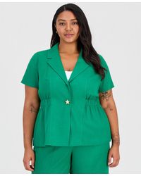 Tahari - Plus Size Notch-collar Short-sleeve Jacket - Lyst