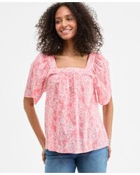 Style & Co. - Printed Cotton Square-neck Top - Lyst