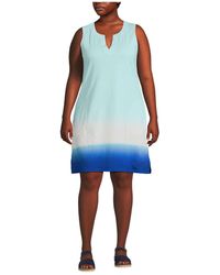 Lands' End - Plus Size Cotton Jersey Sleeveless Swim Cover-up Dress Print - Lyst