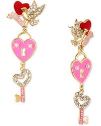 INC International Concepts Gold-tone Mixed Stone & Charm Triple Drop Earrings, Created For Macy's - Pink