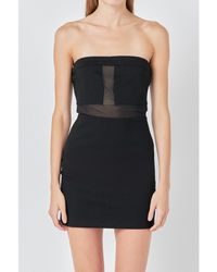 Grey Lab - Strapless Mesh Mini Dress - Lyst