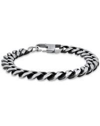 Steeltime - Tone Stainless Steel Cuban Link Chain Bracelet - Lyst