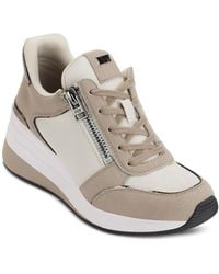 DKNY - Kaden Lace-up Zip Wedge Sneakers - Lyst