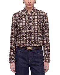 Nocturne - Cropped Tweed Frayed-edge Jacket - Lyst