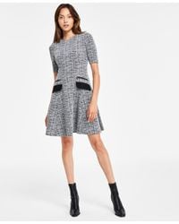 DKNY - Sleeveless Color Blocked Mini Dressshort Sleeve A-line Dress With Zipper Flap Pocket Detail - Lyst
