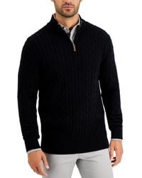 Club Room - Cable Knit Quarter-zip Cotton Sweater - Lyst