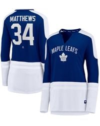 Fanatics - Auston Matthews Blue And White Toronto Maple Leafs Power Player Long Sleeve Notch Neck T-shirt - Lyst