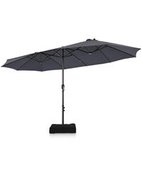 COSTWAY - 15ft Double-sided Twin Patio Umbrella Sun Shade Outdoor Crank Market Base - Lyst
