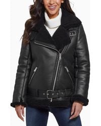 Guess - Faux-shearling Asymmetric Moto Coat - Lyst