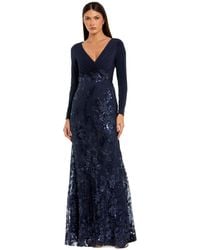 Mac Duggal - Embellished Long Sleeve Wrap Over Trumpet Gown - Lyst