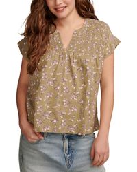 Lucky Brand - Printed Smocked Short-sleeve Top - Lyst