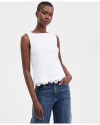 On 34th - Knit Sleeveless Boat-neck Lace Top - Lyst