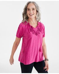 Style & Co. - Embroidery Vacay Top - Lyst