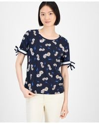Tommy Hilfiger - Daisy-print Tie-sleeve Top - Lyst