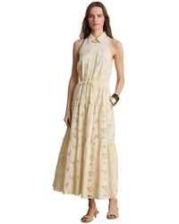Ralph Lauren - Spread Collar Floral-eyelet Voile Tiered Shirt Dress - Lyst