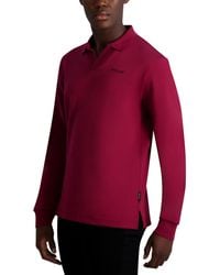 Karl Lagerfeld - Signature Logo Long Sleeve Knit Johnny Collar Polo Shirt - Lyst