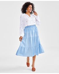 Style & Co. - Chambray Tiered Pull-on Skirt - Lyst