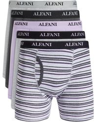 Alfani 5-pk. Stripe & Solid Boxer Briefs, Created For Macy's - Grey
