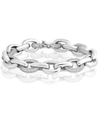 Simona - Pave Cz And Polished Oval Link Bracelet - Lyst
