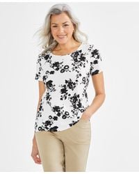 Style & Co. - Petite Shannon Floral Scoop-neck Top - Lyst