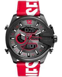 DIESEL - Mega Chief Stainless Steel And Leather Analog-digital Watch - Lyst