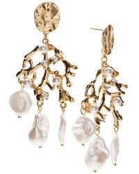 INC International Concepts - Gold-tone Crystal & Imitation Pearl Reef Statement Earrings - Lyst