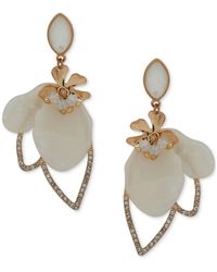 Lonna & Lilly - Gold-tone Pave & Bead Flower Drop Earrings - Lyst
