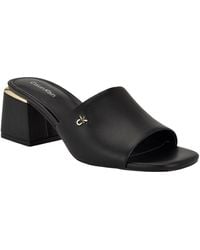 Calvin Klein - Rowena Block Heel Slip-on Sandals - Lyst