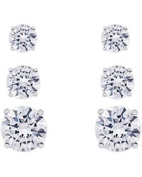 Macy's - Cubic Zirconia 3-pc. Set Graduated Round Stud Earrings - Lyst