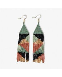 INK+ALLOY - Ink+alloy Brittany Mixed Triangles Beaded Fringe Earrings Greens + - Lyst