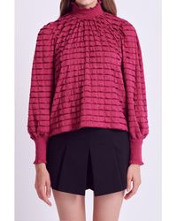 English Factory - Tiered Jersey Top Mock Neck Blouse - Lyst