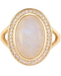 Adornia Fine - Moonstone Halo Ring 14k Gold Vermeil - Lyst